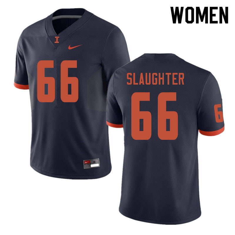 Women #66 Jordyn Slaughter Illinois Fighting Illini College Football Jerseys Sale-Navy